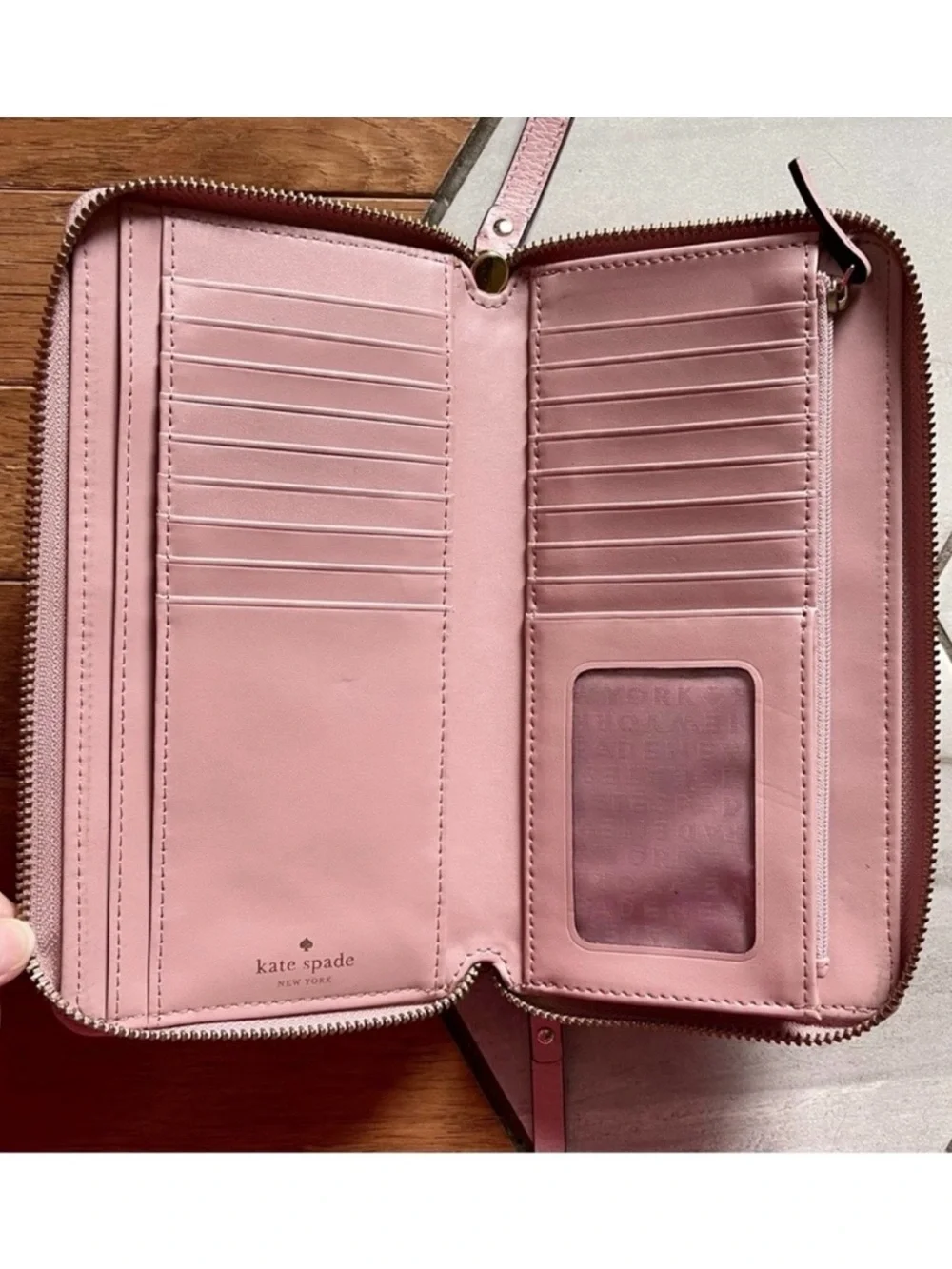 Kate Spade Pink Bonnet Annita Grove Street Leather Wallet In Pink